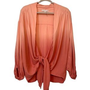 young fabulous and broke carmen ombre tie front balloon sleeve cardigan medium